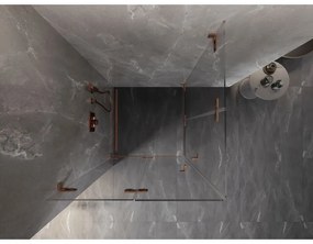 Mexen Lunar-F Duo, skladací sprchový kút 75 x 75 cm, 8mm číre sklo, profil medená matná, 836-075L-075P-65-00