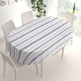 Biante Bavlnený oválny obrus Sandra SA-590 Modrý ľudový vzor na bielom 50x100 cm