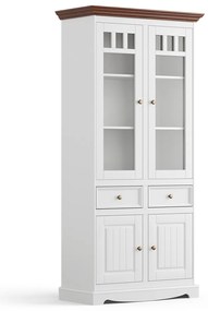 PROXIMA.store - Rustikálna drevená vitrína veľká 4s.2 - BELLUNO ELEGANTE FARBA: biela - orech