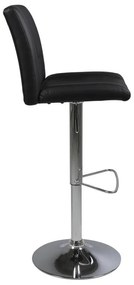 Dizajnová barová stolička Nerine, čierna a chrómová-ekokoža