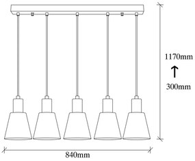 Čierne závesné svietidlo pre 5 žiaroviek Opviq lights Kem