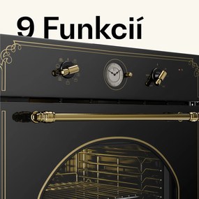 Klarstein Victoria, vstavaná rúra, retro vzhľad, 9 funkcií, 50 – 250 °C, čierna