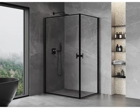 Mexen Mist-B Duo, 2-krídlový výklopný sprchový kút 100 x 70 cm, číre sklo-čierny rám, 8A2-100L-070P-70-70