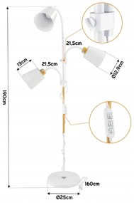BERGE Stojacia lampa biela 3xE27