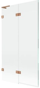 Mexen Lunar L, 2-krídlová vaňová zástena ľavá 100 x 150 cm, číre sklo, medená matná, 897L-100-100-65-00-L