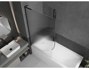 Mexen Next L, 1-krídlová vaňová zástena 90 x 150 cm, 6mm sklo s rebrovým vzorom, čierny profil, 895-090-000-03-09-70