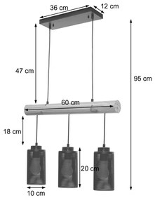 Závesné svietidlo H83 industrial, tube 3 74210 - kov / drevo - Čierna