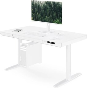 Elektrický písací stôl sit-stand so zásuvkou a bezdrôtovou nabíjačkou Qi biely, 1200 mm: ELLIS