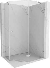 Mexen Lunar, päťuholníkový sprchový kút s pravým sklonom 100 x 80 cm, 8mm číre sklo, chrómový profil, 831-100P-080L-01-00-P