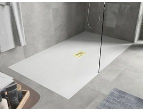 Mexen Hugo, obdĺžniková sprchová vanička SMC 200 x 100 cm, biela, zlatá krytka, 42101020-G