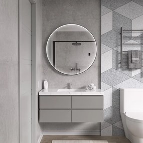 Erga Charlotte, okrúhle LED zrkadlo 90cm, čierny kovový rám, 2070 lm, 6500K, predné bočné osvetlenie, ERG-V01-204-9090-BK