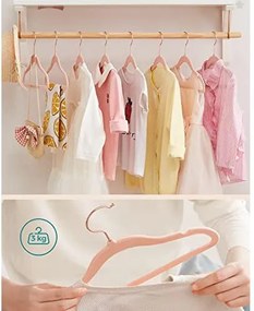 Vešiaky pre deti, Balenie 50 ks detských zamatových vešiakov, 30 x 0,5 x 20,5 cm, svetloružové