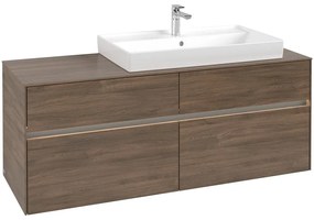 VILLEROY &amp; BOCH Collaro závesná skrinka pod umývadlo na dosku (umývadlo vpravo), 4 zásuvky, s LED osvetlením, 1400 x 500 x 548 mm, Arizona Oak, C090B0VH