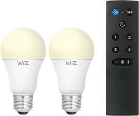 Sada 2× stmievateľných LED žiaroviek A60 E27/9W/230V 2700K Wi‑Fi + diaľkový ovládač - WiZ