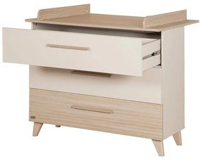 Krémová/v prírodnej farbe detská komoda v dekore duba s prebaľovacím pultom 110x98x75 cm Sidney – Roba
