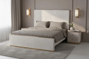 Nočný stolík Stilig ST891 55 cm ekokoža béžovosivý/zlatý