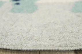 Detský koberec EMILY KIDS 5860C Dinosaurus, tyrkysový / svetlosivý