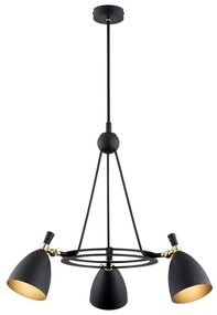 Argon 6149 - Luster na tyči CHARLOTTE 3xE27/15W/230V čierna/zlatá