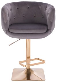 LuxuryForm Barová stolička MONTANA VELUR na zlatej hranatej podstave - šedá