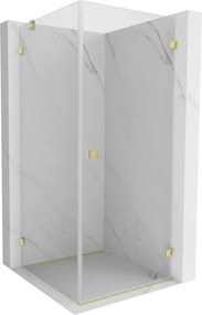 Mexen Lunar-B, výklopný sprchový kút pravý 100 x 100 cm, 8mm číre sklo, zlatý kartáčovaný - 832-100-100-55-00-P