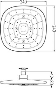 Mexen príslušenstvo, sprchová hlavica 24 x 24 cm D-17, čierna, 79717-70