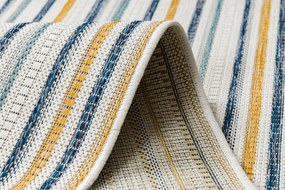 Koberec SISAL COOPER Pruhy, Etno 22237 ecru / tmavomodrý