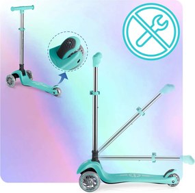 Ricokids Glow svietiaca v tme detská balančná Kolobežka - tyrkysová