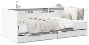 Denná posteľ so zásuvkami biela 90x190 cm kompozitné drevo 3280853