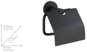 WENKO 24241100-Držiak toaletného papiera BOSIO BLACK 15x13,5 cm nerez/strieborná