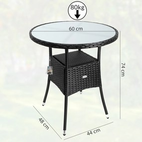 Záhradný stolík Bistra 60 cm polyratan čierny