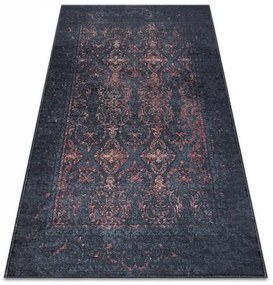 ANDRE 1013 umývací koberec Ornament, protišmykový - čierna / terakota Veľkosť: 80x150 cm