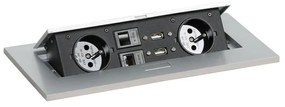 Stôl PRIMO INFINITY 1800 x 900 x 750, dub prírodný + stolová zásuvka TYP III, strieborná