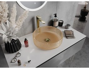 Mexen Aura, sklenené umývadlo na dosku 39 × 39 cm, ružové zlato, 24013968