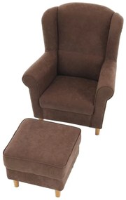 Kondela Kreslo, ušiak s taburetom, hnedá látka, ASTRID