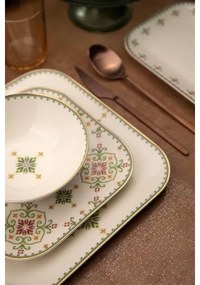 Jedálenská súprava 26 ks biela/zelená/porcelán