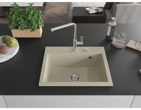 Mexen Oscar, 1-komorový granitový drez 580x490x205 mm, béžová, 6519581000-69