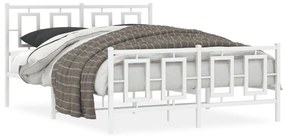 Kovový rám postele s čelom a podnožkou biely 140x200 cm 374309