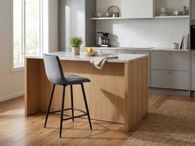 Sivá barová stolička MILA VELVET s čiernymi nohami