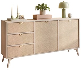 KOMODA FONDY JEDLIČKA SCANDI + PIESKOVO BÉŽOVÁ 158 cm