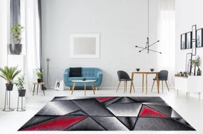 Koberec Sumatra J374C Shapes sivý, červený