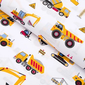 Biante Detský vankúš valec bonbon Sandra SA-081 Nákladné autá a bágre na bielom 15x60 cm