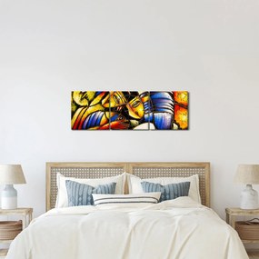 Obraz - Olejomaľba, milenci (s hodinami) (90x30 cm)