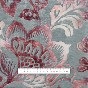 Biante Zamatový behúň na stôl Tamara TMR-054 Abstraktné vínové kvety na sivozelenom 35x160 cm