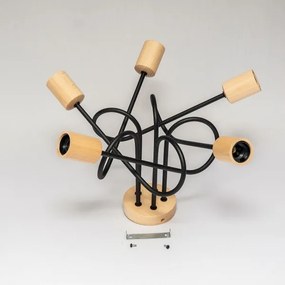 Prisadený luster OXFORD 5xE27/15W/230V borovica/čierna