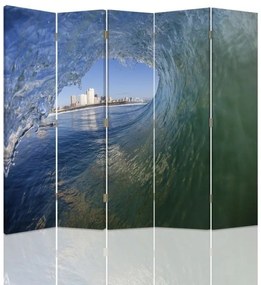 Ozdobný paraván Pohled na mořskou vlnu - 180x170 cm, päťdielny, obojstranný paraván 360°