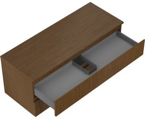 Mexen Rivel, kúpeľňová skrinka 120 cm s hornou doskou, 2 zásuvky, drážkovaná, orech, 91A20-12047-2-BFFC86