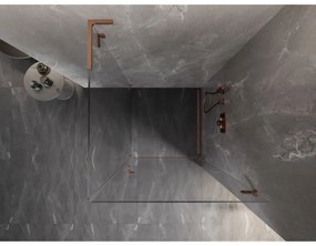 Mexen Lunar-B L výklopný sprchový kút pravý 70 x 70 cm, číre sklo, medená matná, 832L-070-070-65-00-P