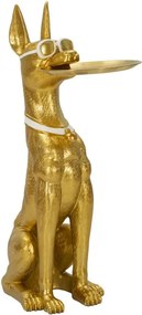 Dekoratívna socha Dog Pit s podnosom 91 cm zlatá