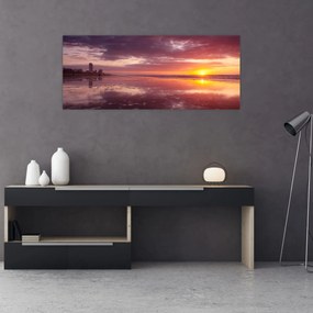 Obraz - Pláž pri západe slnka (120x50 cm)