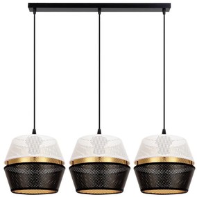 Luster na lanku PARIS 3xE27/60W/230V biela/čierna/zlatá